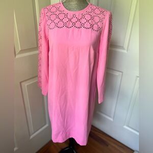 NWT J. Crew Laser Cut Pink Eyelet Dress Size 4